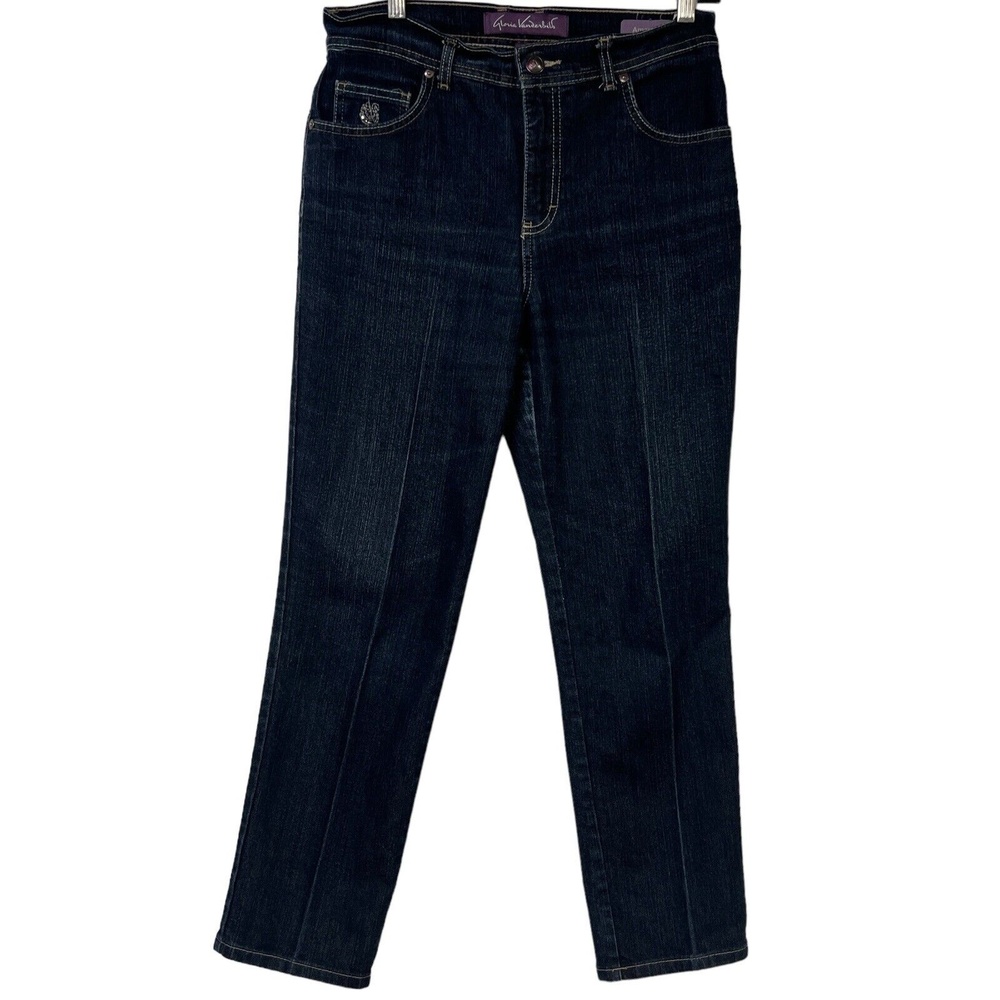 Gloria‎ Vanderbilt Jeans 6 Short Dark Wash Amanda Bling Mid Rise Chic Blue Denim